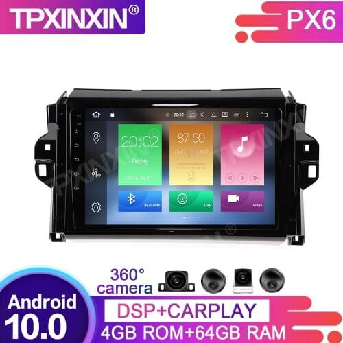 4+64G PX6 Android 10.0 For Toyota Hilux 2015-2018 Car Multimedia Player GPS Navigation Headunit Radio Audio Stereo Tape Recorder
