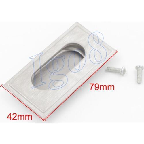 5pcs Stainless Steel Flush Pull Handle Door Finger Insert Slide Concealed Handle 79 x 42mm
