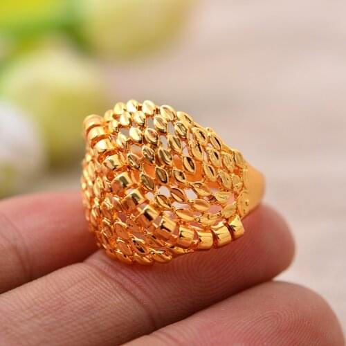 Annayoyo Trendy 24k Gold Farbe Ring für Frauen Mädchen Schmuck Party Artikel Ringe