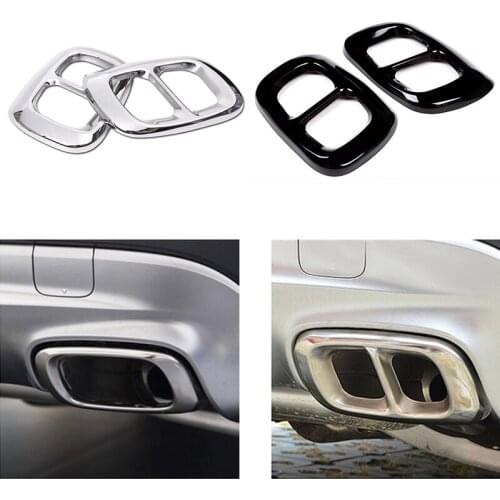 Car Stainless Steel Tail Throat Exhaust Pipe Muffler Tip Cover Trims For Mercedes Benz GLA Class X156 2015-2018 Black Silver