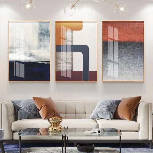 Frameless Geometric Color Block Nordic Abstract Decorative Painting Light Color Watercolor Hanging Painting Living Room Mural