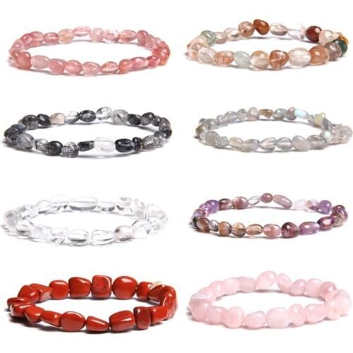 Natural Chip Stone Crystal Bracelet Rutilated Quartzs Labradorite Irregular Gravel Bead Bracelet Healing Reiki Exquisite Jewelry
