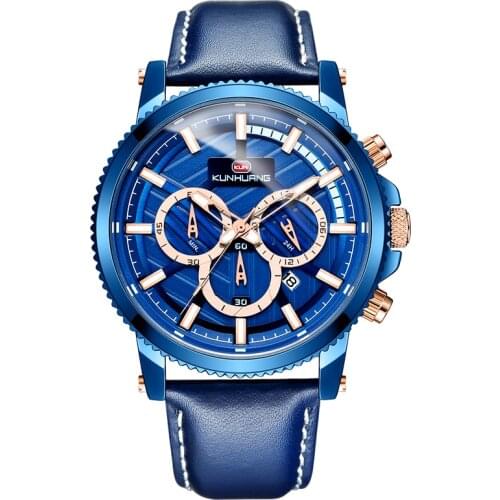 2021 Fashion Mens Watches Top Brand Luxury WristWatch Quartz Clock Blue Watch Men Waterproof Sport Chronograph relogio masculino