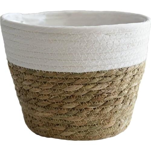 Flowerpot Containers Plant Pots Containers Handmade Rattan Straw Flower Pot Round For Succulent Plants Handmade Flowerpot