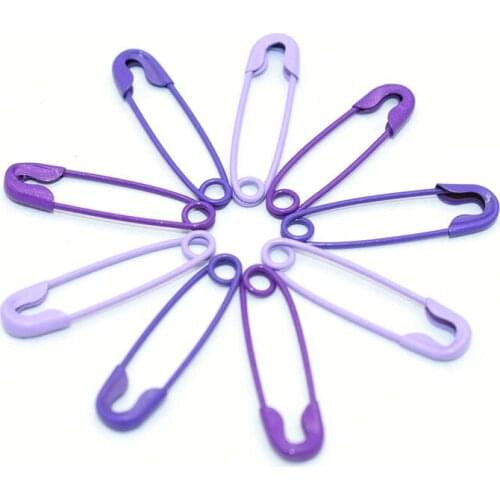 Purple Safety Pins Mini Stitch Markers Metal Brooch Pins Jewelry Safety Pins Tag Pins Colored Garment Pins Locking