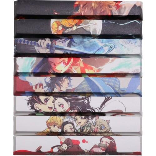 Allover dye subbed Keycap Novelty 6.25u spacebar pbt for custom mechanical keyboard Demon Slayer Kamado Tanjirou Nezuko