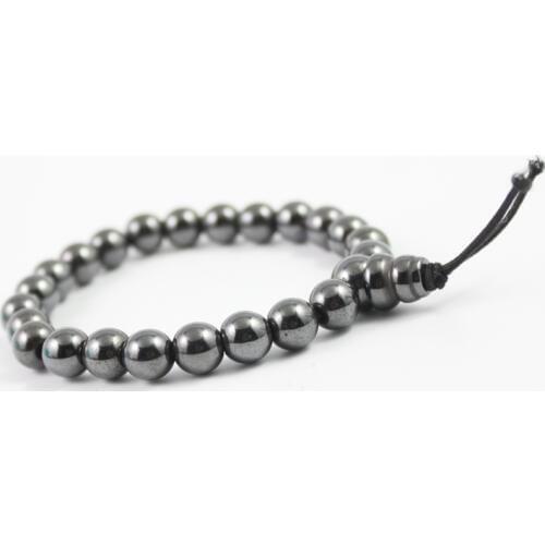 Magnetic Hematite Beaded Bracelet 8MM Round Beads Bracelet Black Bracelet Health-care Energy Lose Weight Bracelet for men women