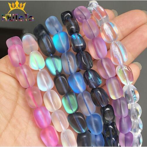 Frosted Colorful Austrian Crystal MoonStone Glitter Smooth Oval Loose Beads For Jewelry Making Design Fashion 10MM Diy Bracelet