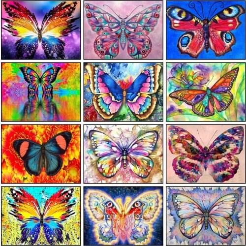 Modern DIY Oil Painting By Numbers Butterfly Coloring By Numbers Hand Painted Canvas Wall Picture Art Home Decoration Gift