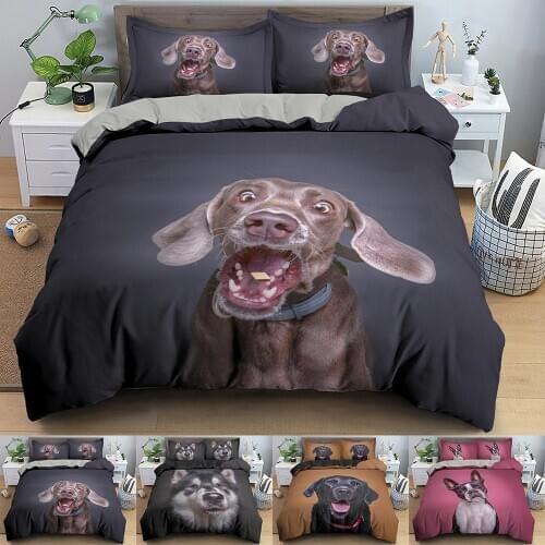 Pug Duvet Cover Set Cute Dog 3D Bedding 2/3pcs Single Twin Queen King Size Bed Home Textile Luxury Bedding Set