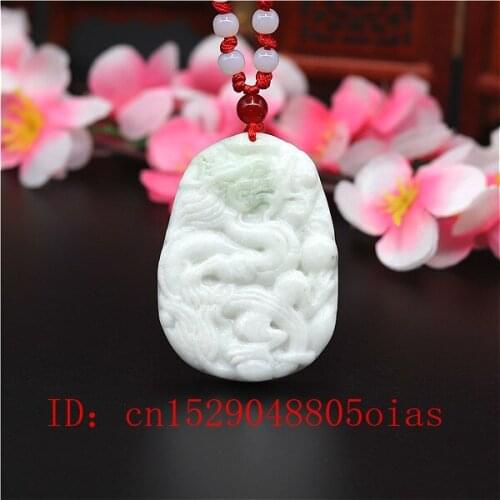 Natural White Chinese Jade Dragon Pendant Necklace Charm Jewellery Fashion Accessories Carved Amulet Gifts for Women Men