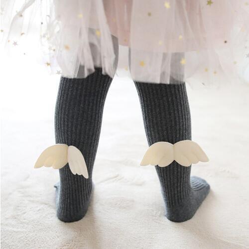 New Girls Siamese Socks Angel Wings Cute Siamese Socks Solid Color Baby Socks Joker Siamese Socks Fashion Warm Baby Socks