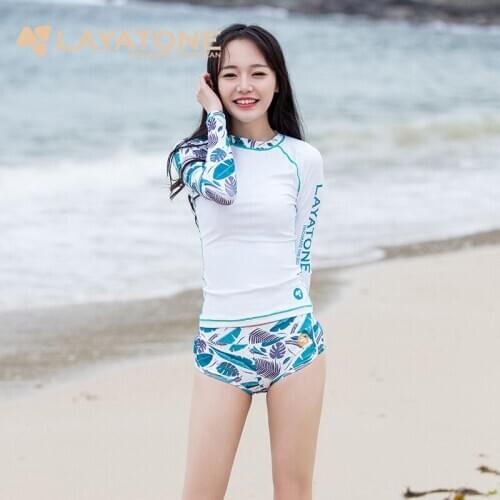 New Rash Guard Diving Long Sleeve short pants Swimsuit For women High Quality sun protection Wetsuit Bandage Print