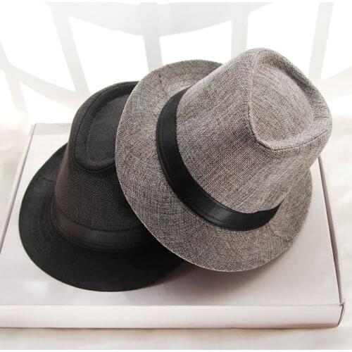 Panama Hat women Men Solid Summer Hat Linen Sun Protective Foldable Breathable Casual Cap for Summer Cotton Jazz Fedora Hat