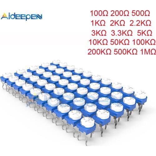 10pcs Adjustable RM065 RM-065 100 200 500 ohm 1K 2K 5K 10K 50K 100K 200K 500K 1M Trimpot Trimmer Potentiometer Variable Resistor