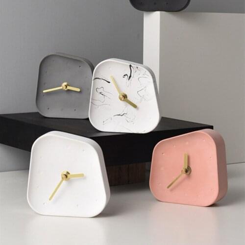 Simple fashion Nordic creative pink round cement clock beautiful and practical desktop alarm clock
