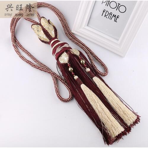 XWL 1Pair Lotus Curtain Hanging Belt Balls Window Curtain Accessories Strap Rayon Fringe Tassel Tieback Buckle Lashing Bandage
