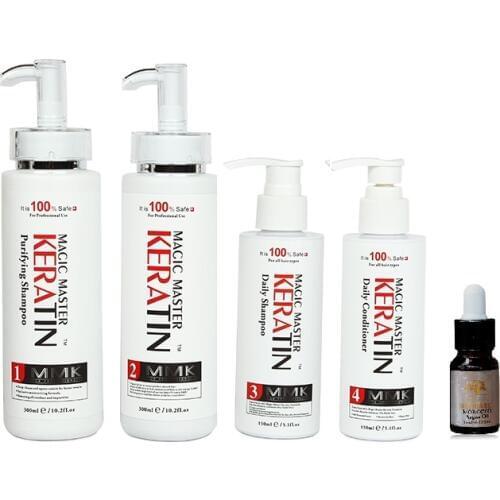With Free Gift 10ml Argan Oil Profession Free Formaldehyde MMK 300ml keratin Treatment Nice Smell Straighten Hair care Set