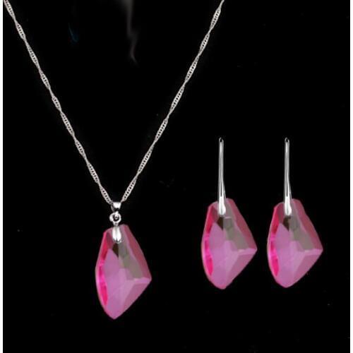 S005 Fashion jewelry Simple fashion ax shape crystal necklace pendant wish stone earrings necklace jewelry sets