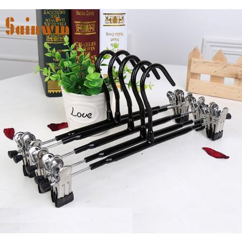 Sainwin 10pcs/lot 31cm thick slip-resistant dip hanger seamless plastic hanger pants clip metal pants hangers for clothes