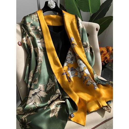 Pure silk scarf women spring Winter autumn double-layer double-sided Meaning beautiful Hijab Fashion Lady Long Scarf Shawl