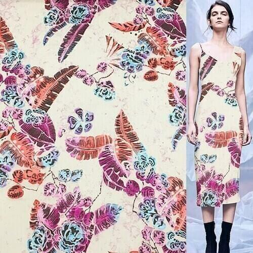 Abstract leaves print silk burnt-out silk fabric silk blended fabric,SBO072