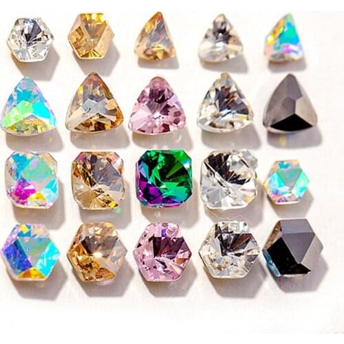 Hexagon Glitter strass gems for nail art crystal Rhinestones Glass pointback Elements Design for nails diy Nail art crafts stone
