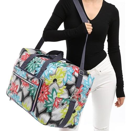 Foldable Travel Bag Women Large Capacity Portable Shoulder Duffle Bag Cartoon Printing Waterproof Weekend Luggage Tote Wholesale
