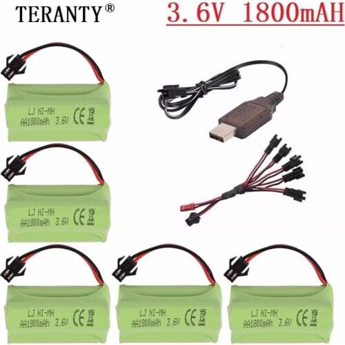 T Model ) Ni-MH 3.6V 1800mah Battery + 3.6v Charger For Rc toy Car Tank Train Robot Boat Gun AA 3.6v Rechargeable Battery Pack