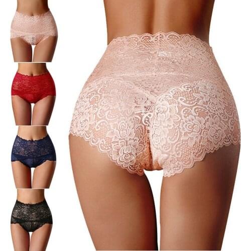 Women Panties Sexy Lace Underwear Knickers Lace Panties Mesh Floral Lingerie Seamless Briefs Female Underpants Plus Size