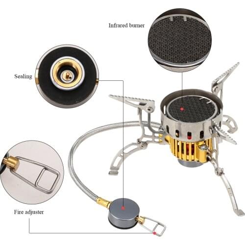 Outdoor Infrared Camping Stove Ultralight Portable Furnace Collapsible Windproof Gas Stove Mini Burner for Cookout Picnic Hiking