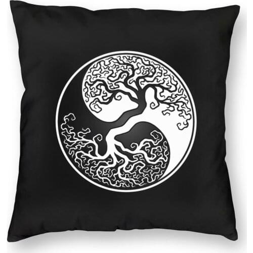 Vikings White And Black Tree Of Life Yin Yang Pillowcase Printed Polyester Cushion Cover Viking Throw Pillow Case Cover Home