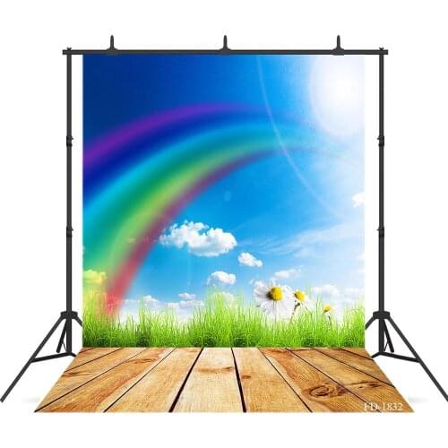Sky Rainbow Bokeh Wall Wood Floor Photography Backdrops Vinyl Backgrounds for Photo Studio Children Baby Shower Photophone