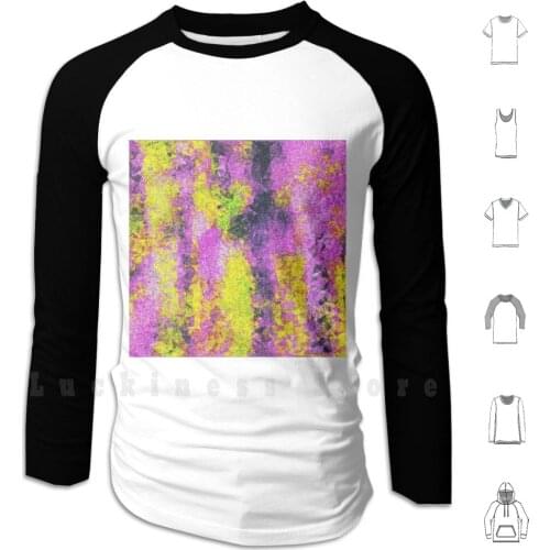 Vintage Psychedelic Painting Texture Abstract In Pink And Yellow With Noise And Grain Hoodies Long Sleeve