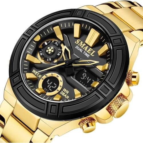 Japanese Quartz Movement, Waterproof, Automatic Date Update, Luminous Hands And Digital Dual Display Dial Mens Casual Watch