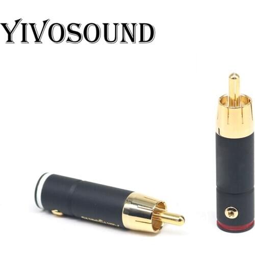 YIVO XSSH Hifi Fever Campbell RCA head pure copper gilt lotus head welding plug coaxial signal wire plug audio wire