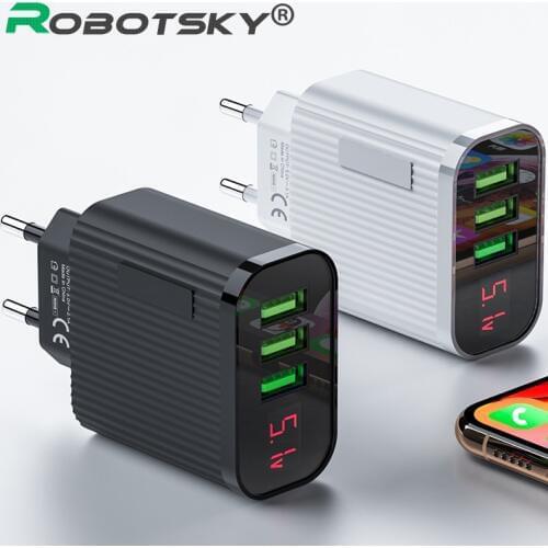 3 Port USB Charger Digital Display 3A Fast Wall Charge Adapter Smart Mobile Phone Charger for iPhone 11 Pro X XR XS Huawei P30