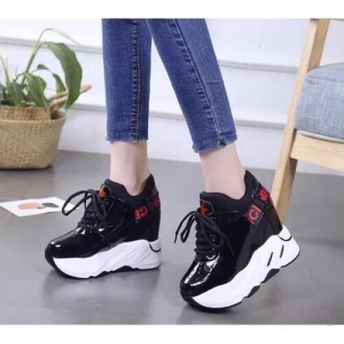 Waterproof platform thick bottom shallow mouth lace up inside the antiskid leisure shoes temperament women shoes high heels
