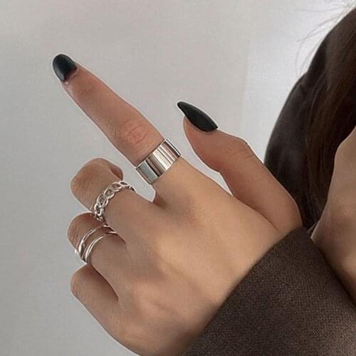 3pcs/set Rings Women Personality Hip Hop Opening Adjustable Cold Wind Niche Retro Ring Hip Hop Suit Ring