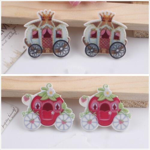 10pcs/lot flat back resin planar pumpkin cart strawberry cart resin cabochons