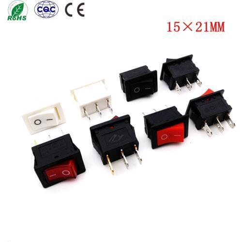 100pcs 15 x 21 mm 3 pin 2 positions boat rocker switch ON / OFF power switch 6A/250V 10A/125V AC
