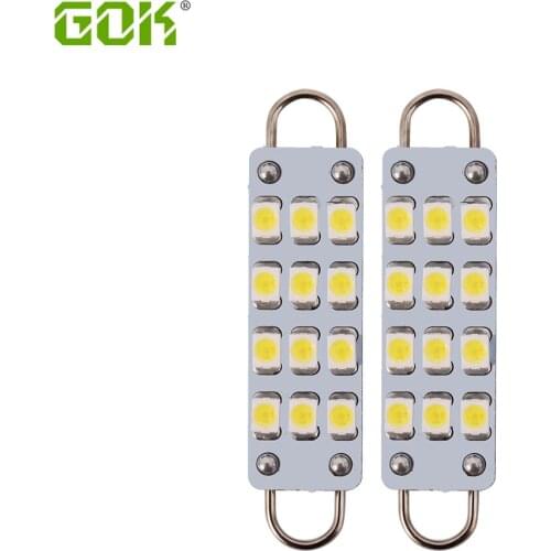 100pcs/lot Car Led light Loop White Festoon led 44mm 12SMD 1210 LED Bulb For Door Lights c5w led Dome Light Interior Lighting