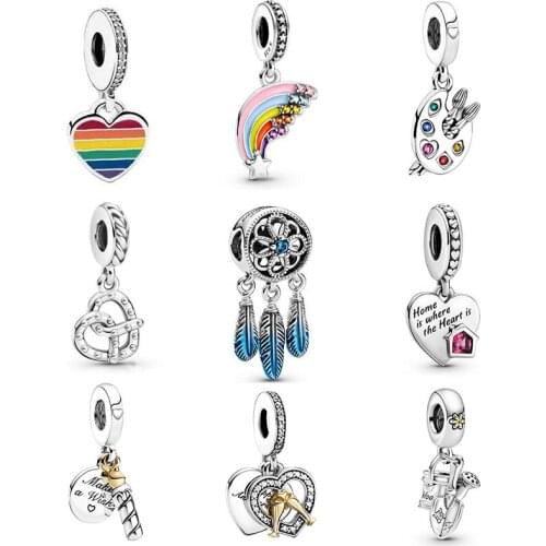 2021 Spring Dreamcatcher Rainbow Charms Beads for Women DIY Jewelry Fit Pandora Bracelets 925 Sterling Silver Original Bijoux