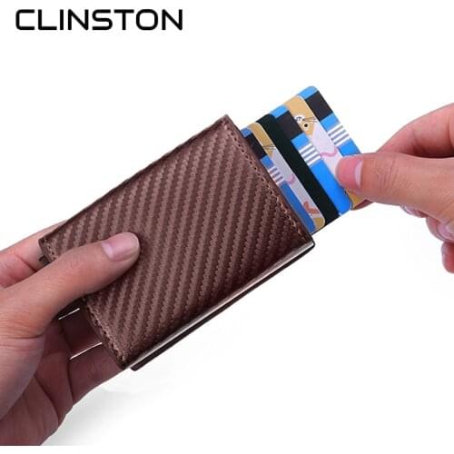 2021 Carbon Fiber Magnet Buckle Aluminum Mini Wallet RFID Blocking Anti-theft Alloy Card Colder Fashion Thin Purse for Men