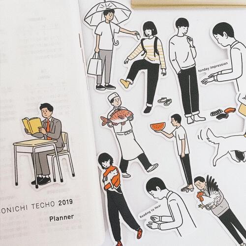 36-50 PCS Japanese Cute Cartoon Comic Illustration Decor Stationery Sticker Diy Planner Diary Scrapbooking Kawaii Label Stickers