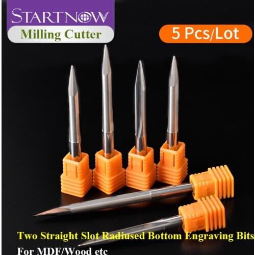 Startnow 1PCS Milling Cutters Straight V Bits Carbide 2 Flutes Straight Slot Bits End Mills Wood CNC Router Engraving Bit Tools