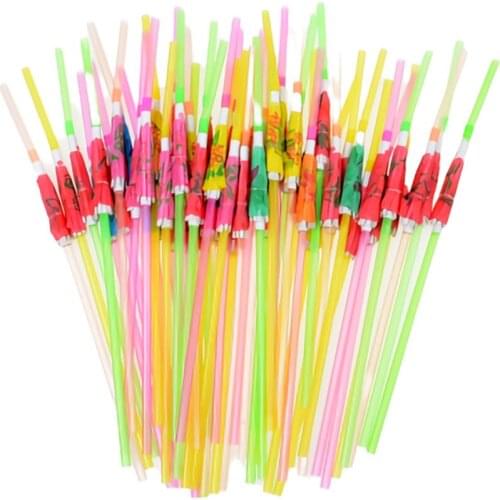 50pcs/set Disposable Plastic Straw With Umbrella Decorations Hawaiian Cocktail Drink Plastic Craft Hholiday Event Party Supplies