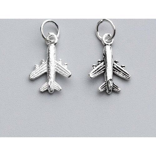 925 Sterling Silver Stereo Airplane Design Charms Couple Decoration S925 Silver Dangle Necklace Charms DIY Jewelry Accessories