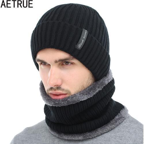 AETRUE Winter Beanies Men Knitted Hat Caps Beany Mask Gorras Bonnet Warm Baggy Winter Hats For Men Women Skullies Beanies Hats