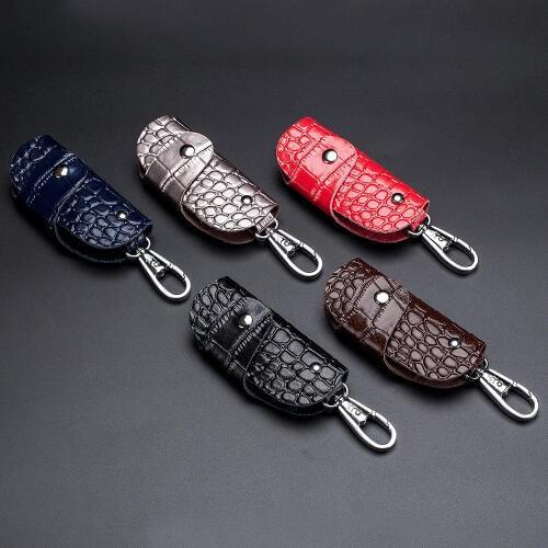 Crocodile Pattern Car Key Bag Wallet Women Men Genuine Leather Keychain Housekeeper Key Case Organizer Mini Key Cover